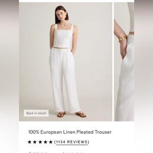 Quince European Linen Pleated Trouser Pants